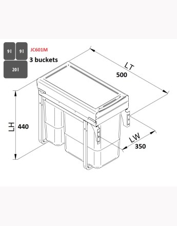 KITCHEN WASTE BIN SOFT CLOSE 300mm and 400mm
