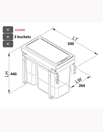 KITCHEN WASTE BIN SOFT CLOSE 300mm and 400mm