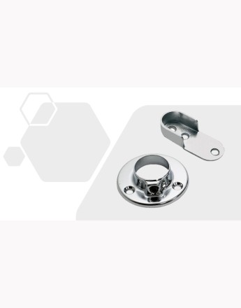 End support brackets for wardrobe hanging rail - oval, round - 1 pair
