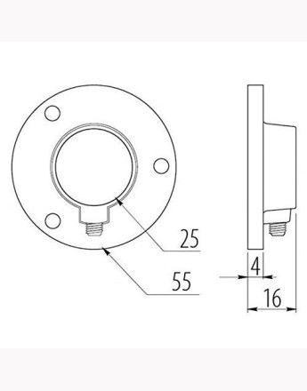 End support brackets for wardrobe hanging rail - oval, round - 1 pair