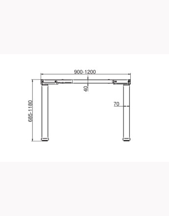 Futuro COMPACT adjustable by electric drive metal desk frame, height: 685-1180mm, width: 900-1200mm