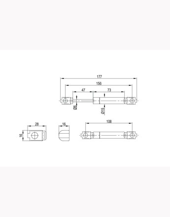 GAS STRUT (L-156) LID STAY CABINET DOOR HINGE SOFT OPEN/CLOSE + FIXINGS 50NM TO 80NM
