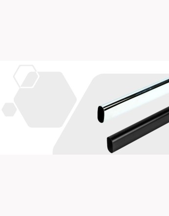 Wardrobe Rail / Rod Oval Steel - Black or Chrome, Customizable Length, Includes Rail End Supports 