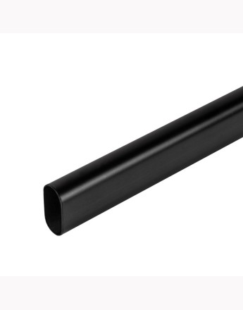 Wardrobe Rail / Rod Oval Steel - Black or Chrome, Customizable Length, Includes Rail End Supports 