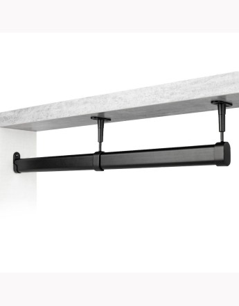 Wardrobe Rail / Rod Oval Steel - Black or Chrome, Customizable Length, Includes Rail End Supports 