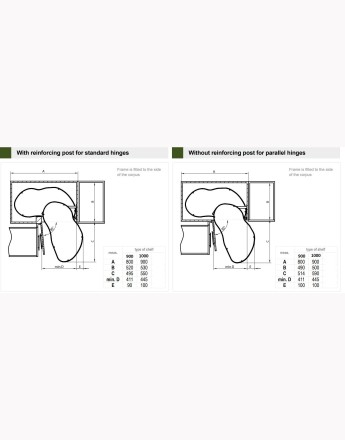 Corner Optima MAXIMA SILVA - Pull out 900 mm and 1000 mm unit kidney corner basket - SOFT CLOSE
