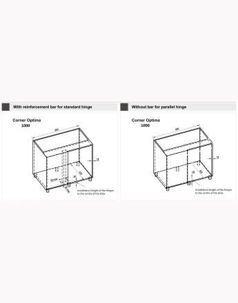 ERGO Corner Optima - pull out 900 mm and 1000 mm unit kidney corner basket - SOFT CLOSE