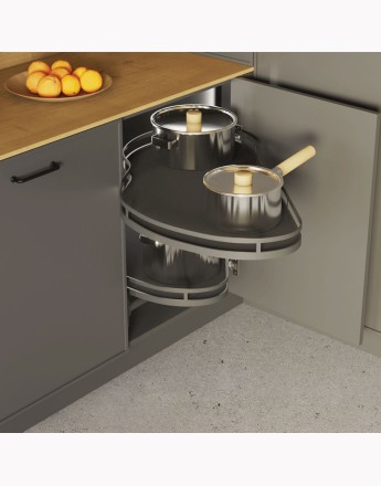 ERGO Corner Optima MAXIMA SILVA - Pull out 900 mm and 1000 mm unit kidney corner basket - SOFT CLOSE