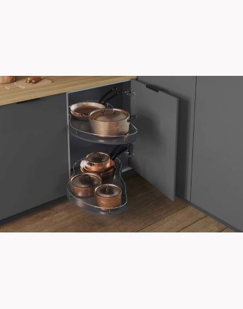 ERGO Corner Optima MAXIMA SILVA - Pull out 900 mm and 1000 mm unit kidney corner basket - SOFT CLOSE