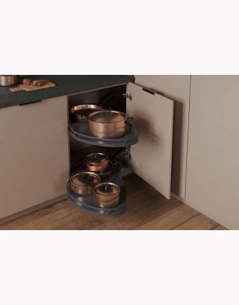 ERGO Corner Optima MAXIMA SILVA - Pull out 900 mm and 1000 mm unit kidney corner basket - SOFT CLOSE