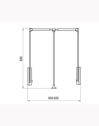 Lift / Pull Down Wardrobe Rail - black - 600-830