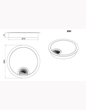 Metal desk cable grommet - Ø 60 mm, Ø 80 mm